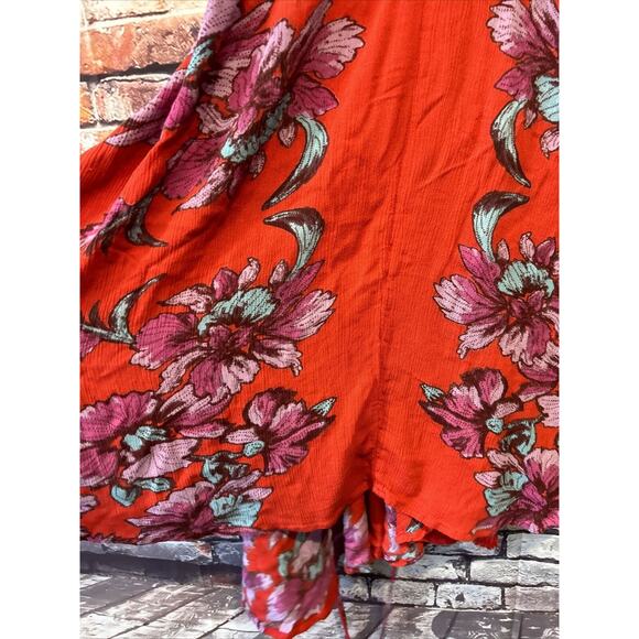 Free People Red floral sleeveless tunic top blouse women’s size Xs - Picture 2 of 8